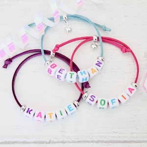 Personalised Name Bracelet Kids Party Bag Filler Kit Girls or Boys Jewellery Birthday Gift Christmas Favour Custom Child Bracelet