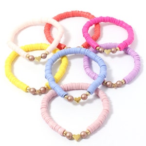 Colour Block Stretchy Bracelet – Heishi Beads in Choice of Colours, Stackable Teen Jewellery
