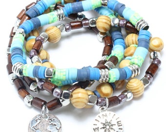 Wooden Bead Bracelet Making Kit – DIY Stackable Jewellery Craft Set for Kids, Surfer Style