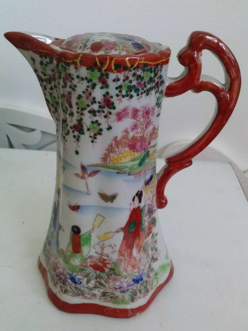 Geisha Girl 12pc.Tea&Coffee Set Bone China Hand Painted Red Etsy