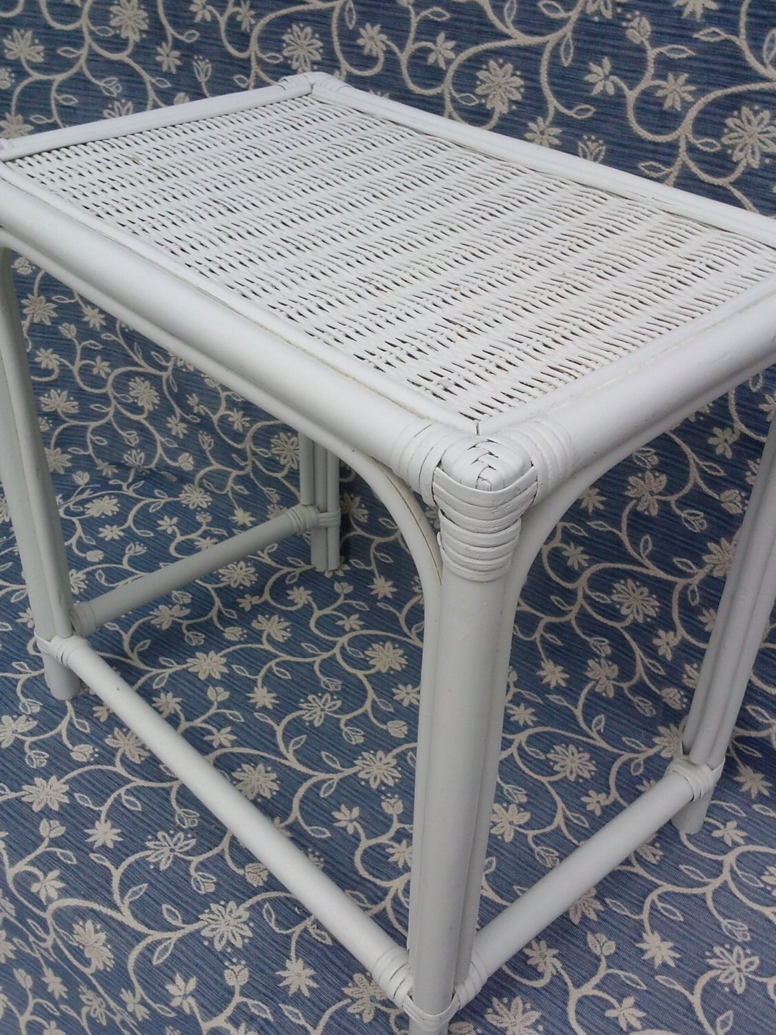 Wicker Table Rectangular Shape for Accent or End Table. Weathered