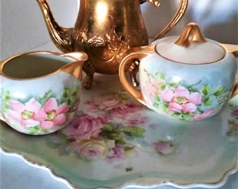 Tea Set Bavarian China and Gold plate.