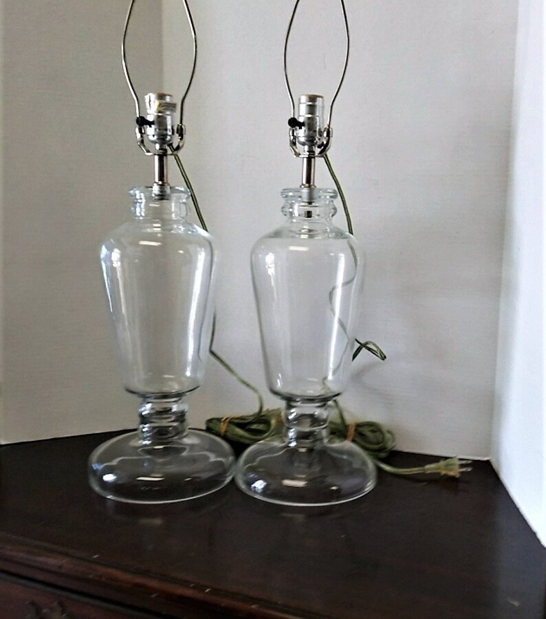 Pair Glass Lamps. Clear Glass From Poland. Apothecary Jar Etsy