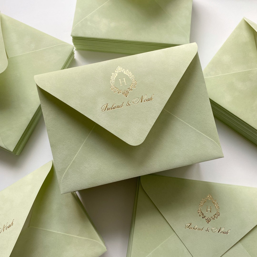 Velvet Envelopes 5x7 Velvet Envelope With Wedding Monogram Etsy