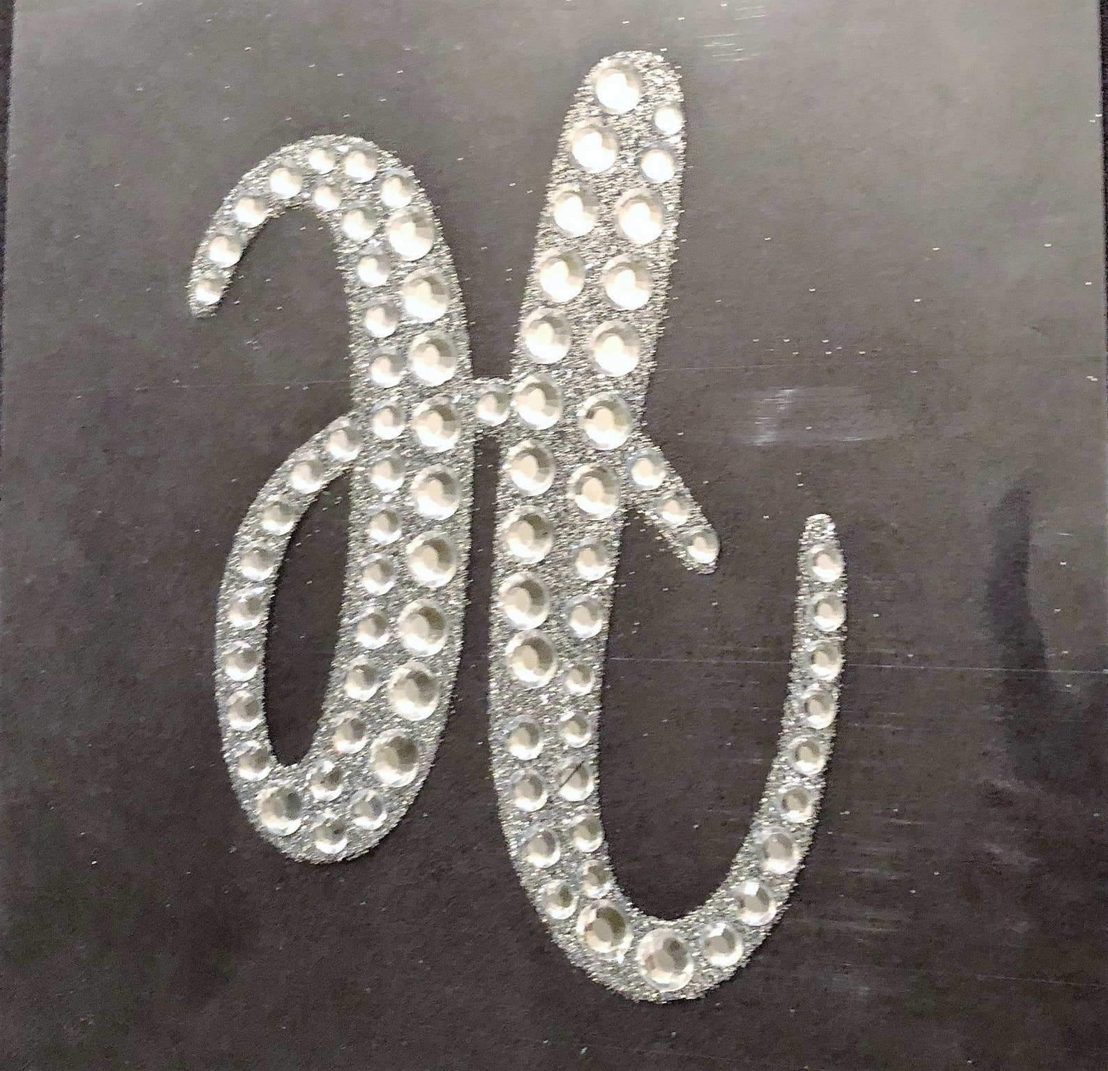 Large Silver Glitter & Clear Rhinestone Cursive Letter - Etsy