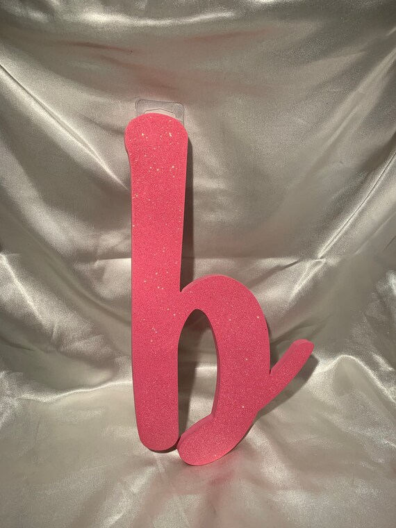 Large Pink Glitter Lowercase Letter b Wall Decor Etsy