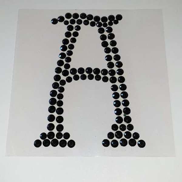 Large Black Rhinestud BLOCK Letter Monogram Initial Sticker  5.5"