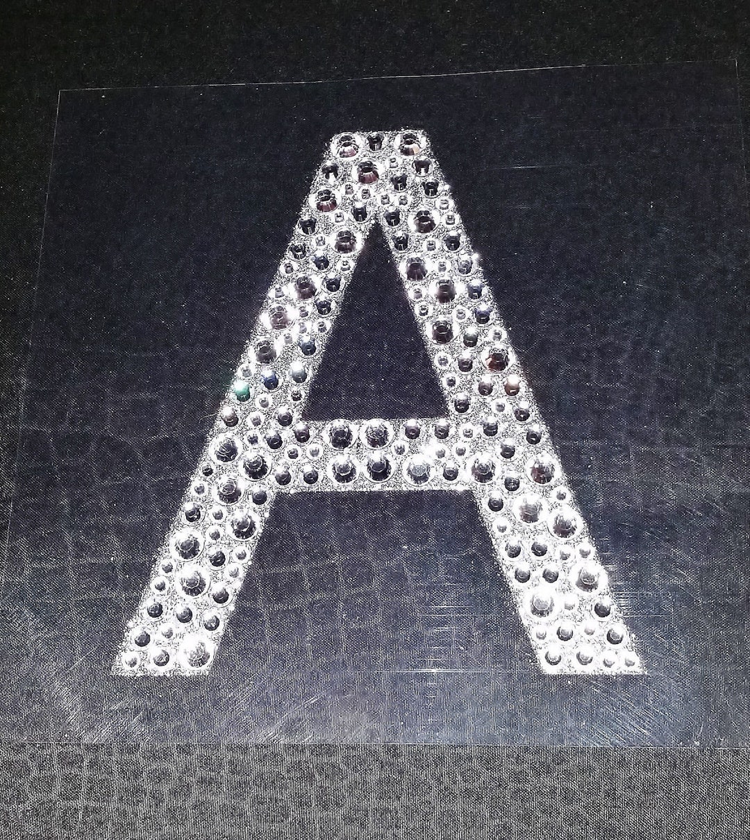 Large Silver Glitter & Clear Rhinestone BLOCK Letter Monogram Sticker 4 ...