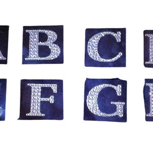 Large Silver Glitter & Clear Rhinestone BLOCK Letter Monogram Sticker 2" x 2"