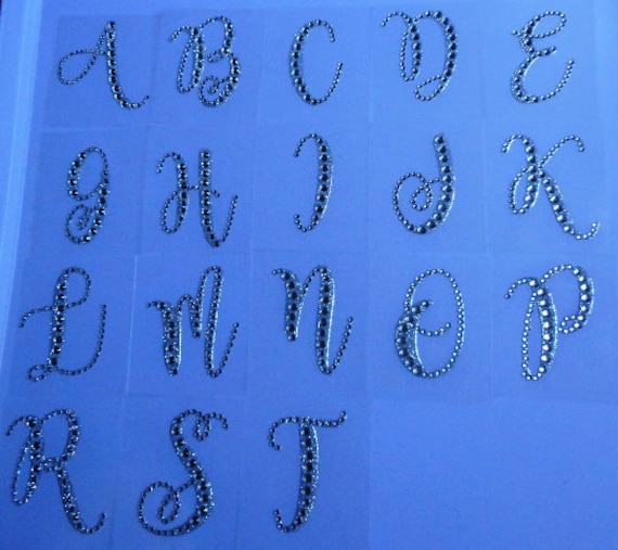 Download Silver Glitter Clear Rhinestone Cursive Letter Monogram Etsy
