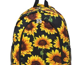 checkered backpack with sunflowers