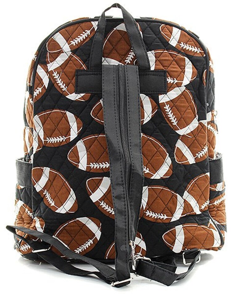 Football Print Monogrammed Quilted Backpack Etsy