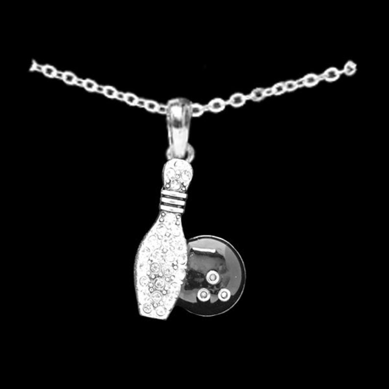 Bowling Theme Rhinestone Necklace