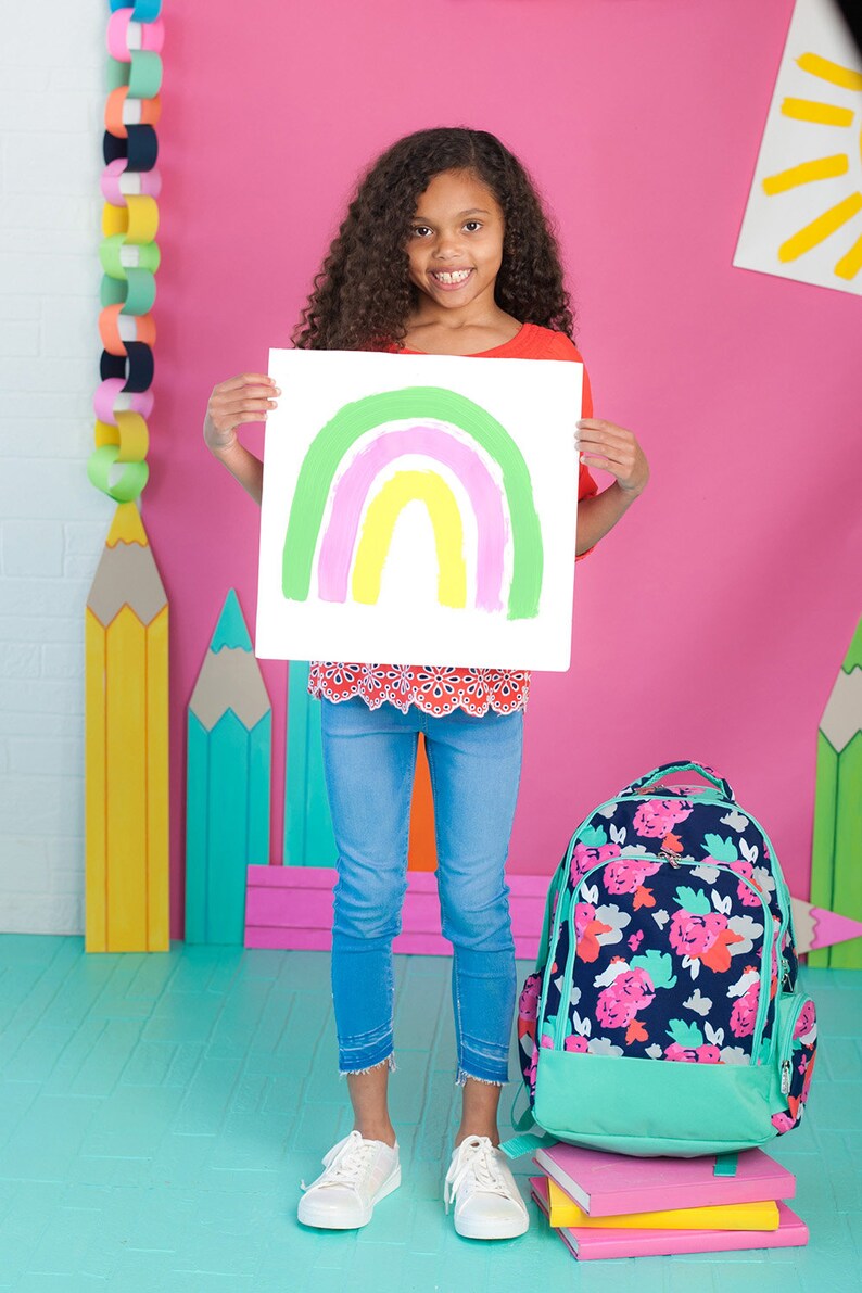 Amelia Print Viv /& Lou Monogrammed School Backpack Free Monogramming