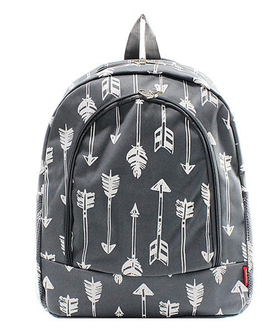Arrow Print Monogrammed School Backpack Gray and White | Etsy