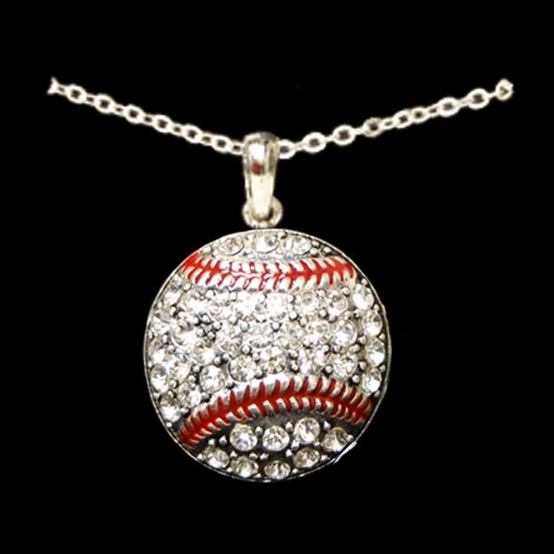 Baseball Rhinestone Necklace Etsy