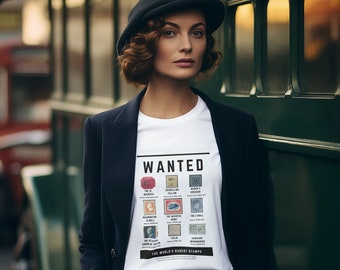 Póster Se busca para los sellos más raros del mundo: una camiseta para filatestistas