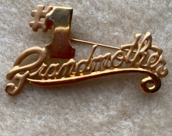 Vintage #1 Grandmother Gold Brooch