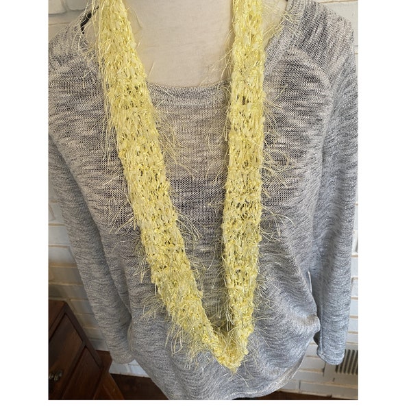 Yellow Infinity Scarf | Crochet Scarf | Handcrafted | Women's Unique Versatile Fuzzy Scarf | Cowl Neck Warmer For Women