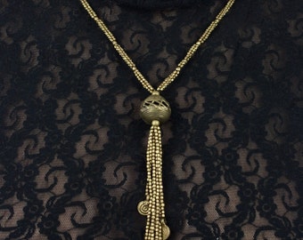 Tribal Ethnic Boho beaded brass necklace (0015)