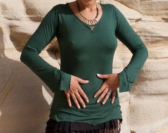 Cut-out top, pixie top, flared sleeves top, party top, bohemian sweatshirt, shirt with cut, alternative clothing - Dvergur (0077)