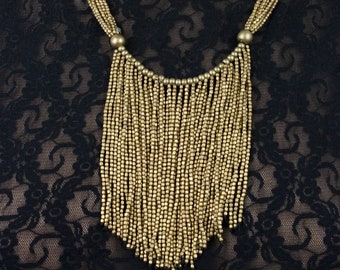 Tribal Ethnic Boho beaded brass necklace (0018)