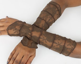 Steampunk gloves, fairy sleeves, lace sleeves, alternative clothing, pixie accessories, boho sleeves (0007)