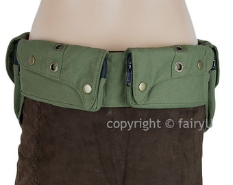 Pocket belt made of strong padded cotton, steampunk bag, utility belt and hip belt bag (0001)