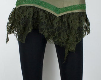 Wrap skirt - Fairy, Boho, Pixie, Bohemian short skirt (velvet and lace) - Engkanto (0020)