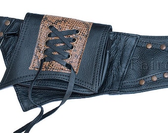 Leather utility belt, perfect for festivals and travel. Burning Man style - (0015)