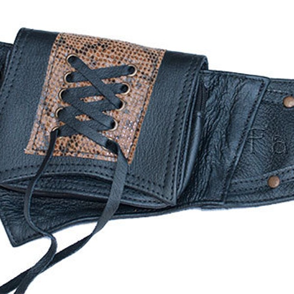 Leather utility belt, perfect for festivals and travel. Burning Man style - (0015)