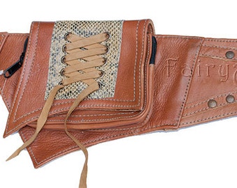 Leather utility belt, perfect for travel and festivals. Burning Man style -  (0015)