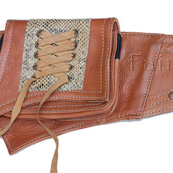 Leather utility belt, perfect for travel and festivals. Burning Man style -  (0015)