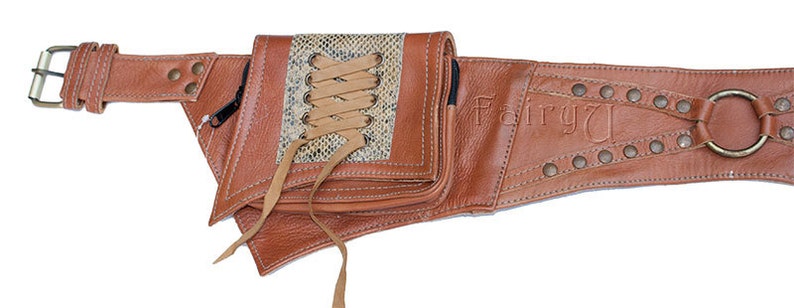 Leather utility belt, perfect for travel and festivals. Burning Man style 0015 image 1