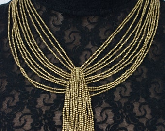 Tribal Ethnic Boho beaded brass necklace (0004)