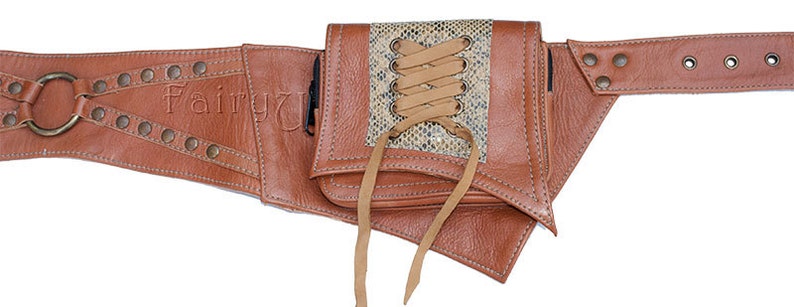 Leather utility belt, perfect for travel and festivals. Burning Man style 0015 image 3