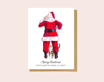 Santa Cat Christmas Card Set – Cute Kitty Holiday Greeting