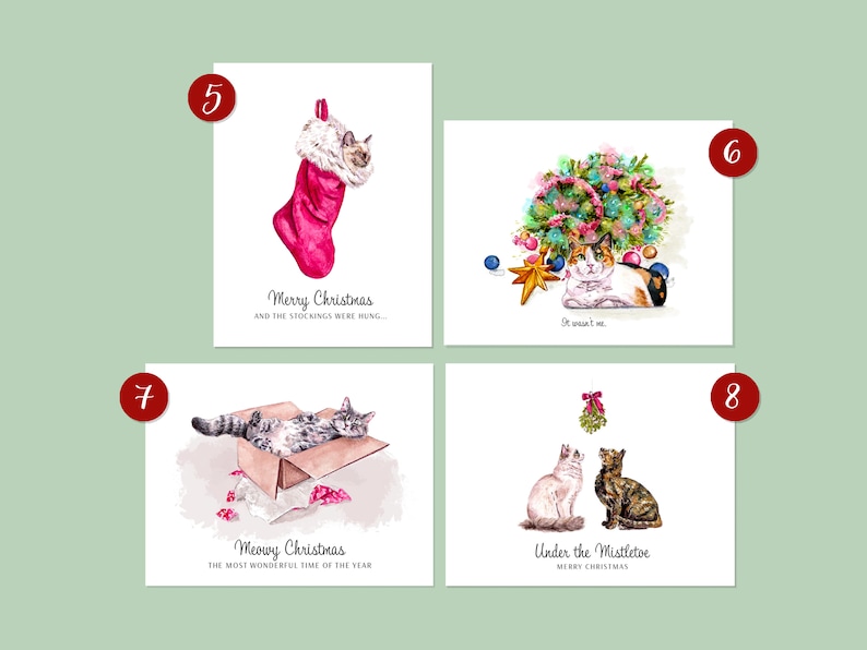 Funny Cats Christmas Card Variety Pack - Set of 12 - Etsy