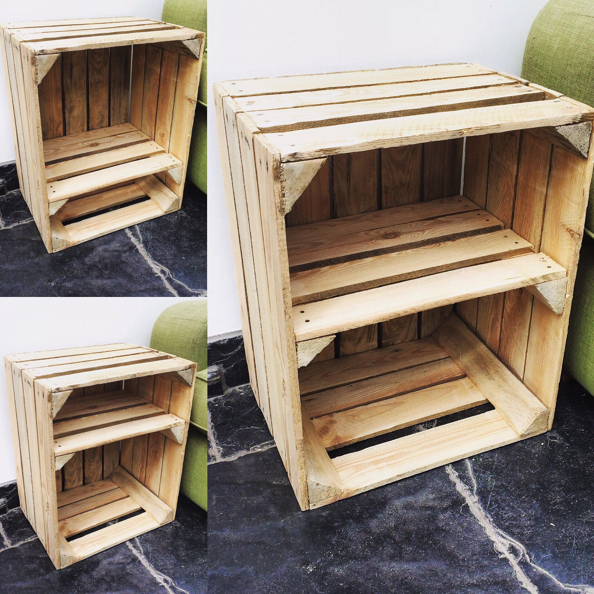 Vintage style wooden crate bedside table rustic farmhouse Etsy