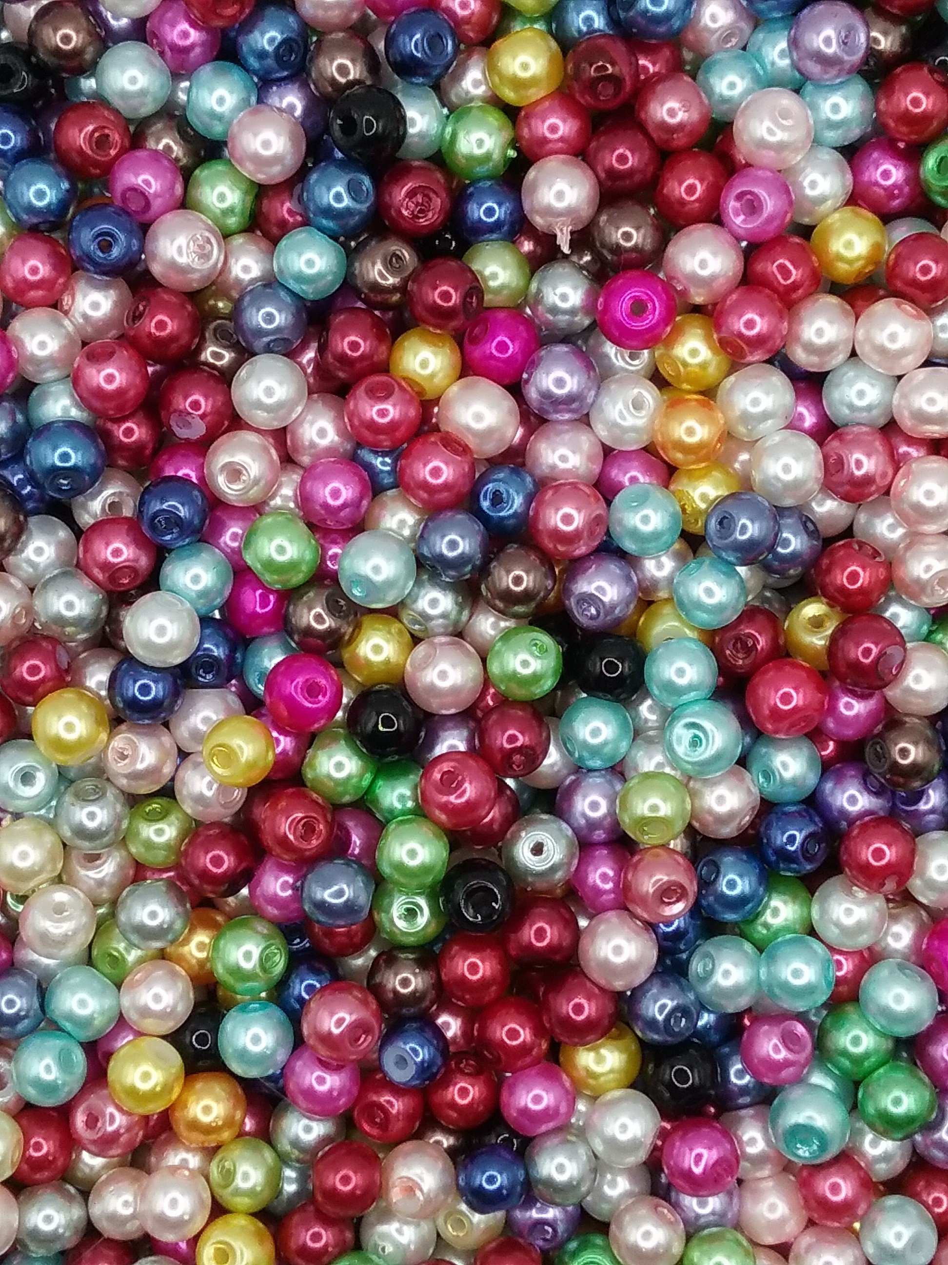 6mm Glass Faux Pearl Beads x 100 Mixed Colours Etsy