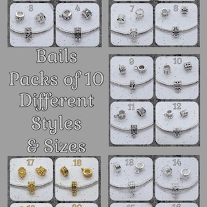 Jewellery Making Pendant/Charm Bail Hangers ~ Pack of 10 ~ Various Styles & Sizes ~ NEW STYLES ~