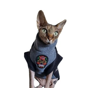 adult M/L SKULL cat costume, Sphynx cat clothes, pet clothes, hairless cat, Sphynx clothes, summer cat clothes, clothes for Sphynx cats
