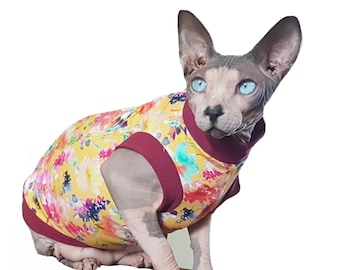 sizes MEADOW cat top, clothes for a Sphynx cat, Sphynx cat clothes,  Katzenbekleidung sweater, Sphynx clothes, HOTSPHYNX