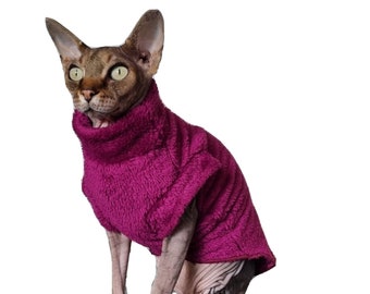 Fluffy Beetroot Sphynx Cat Clothes: soft warm jumper