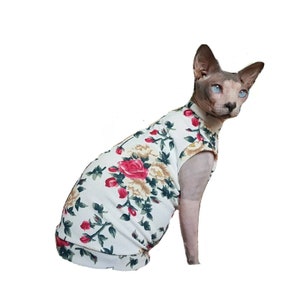 ECRU clothes for a cat. ,stretchy  cat coat, top for a Sphynx cat - cat clothes, sphynx clothes, HOTSPHYNX.