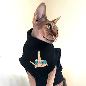 FINGER,  clothes for a sphynx cat,  Sphynx cat clothes, pet sweater, cat costume, goth cat clothes