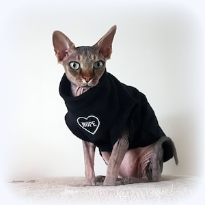 NOPE fleece top for a Sphynx cat, cat clothes Katzenbekleidung sweater, HOTSPHYNX