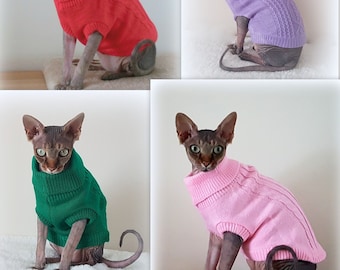 Knitted Sphynx Cat Jumper: Adult Sizes, 10 Colors