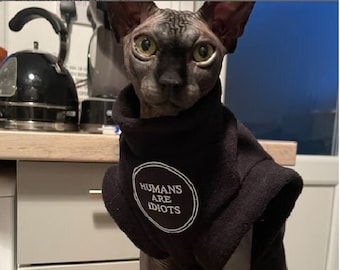 sizes HUMANS fleece top for a Sphynx cat, cat clothes Katzenbekleidung sweater, HOTSPHYNX