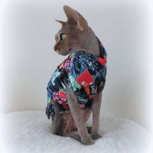 TATTOO cat, 2 way stretch cotton, clothes for a Sphynx cat, SPHYNX cat clothes, HOTSPHYNX, tattoo cat tops, image 3